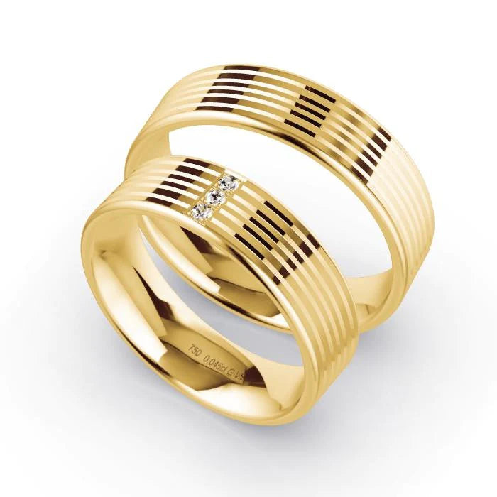 Par de Alianças de casamento noivado ouro 18k diamantes 6mm Sun