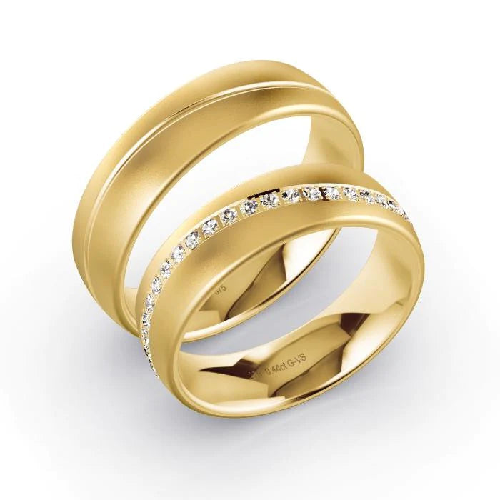 Par de Alianças de casamento noivado ouro 18k diamantes 6mm Diana