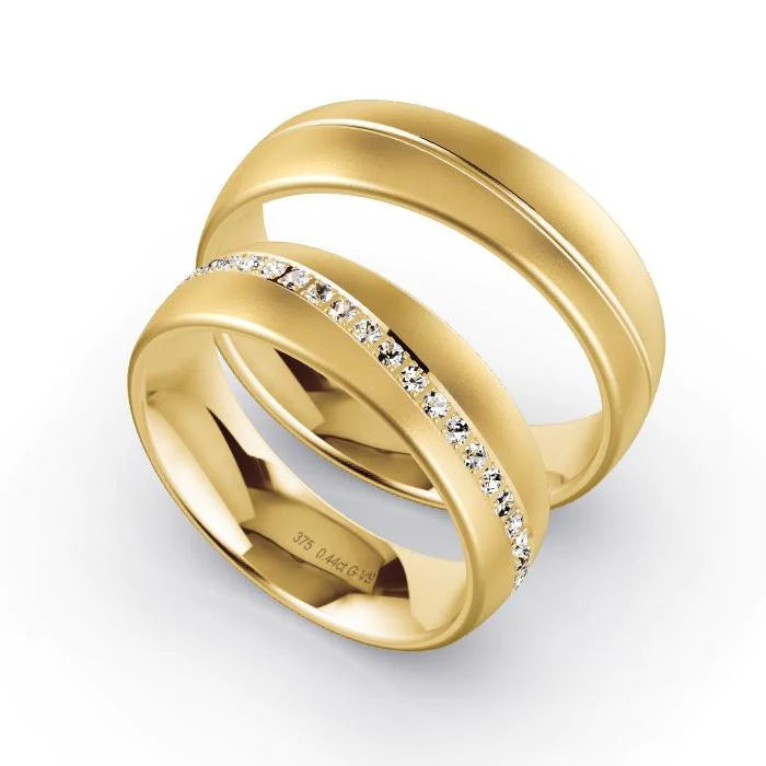 Par de Alianças de casamento noivado ouro 18k diamantes 6mm Diana