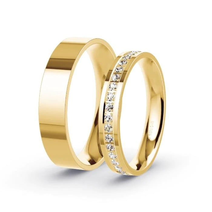 Par de Alianças de casamento noivado ouro 18k diamantes 3,5mm Fine