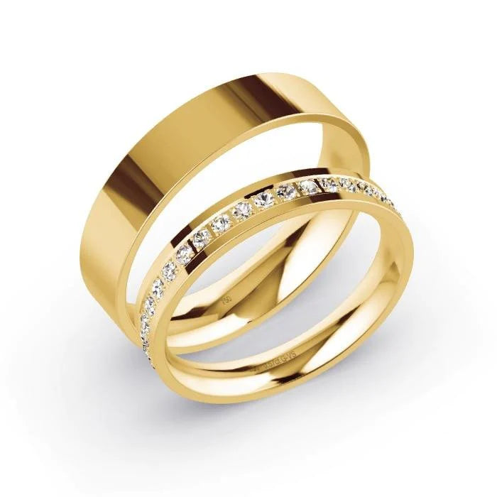 Par de Alianças de casamento noivado ouro 18k diamantes 3,5mm Fine