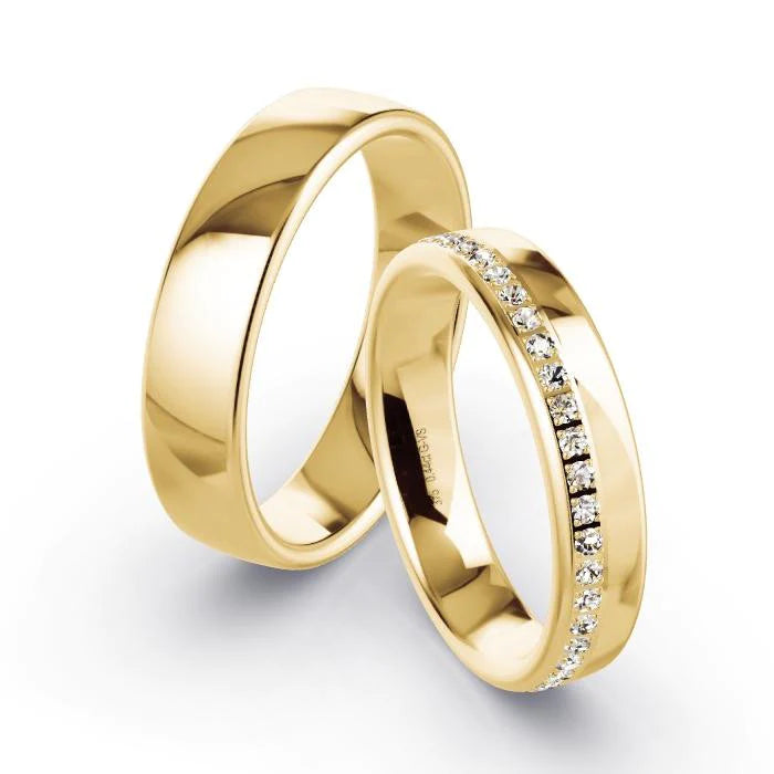 Par de Alianças de casamento noivado ouro 18k diamantes 4,5mm Roma