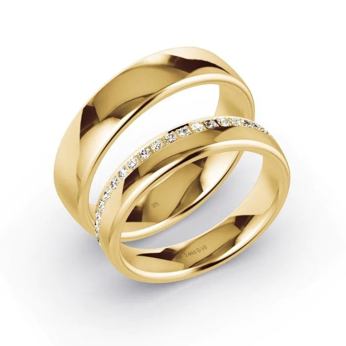 Par de Alianças de casamento noivado ouro 18k diamantes 4,5mm Roma