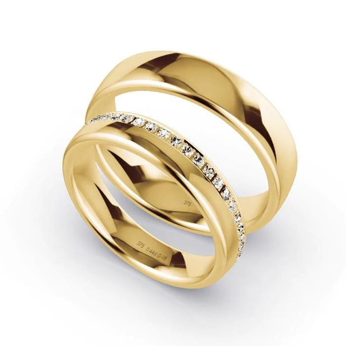 Par de Alianças de casamento noivado ouro 18k diamantes 4,5mm Roma