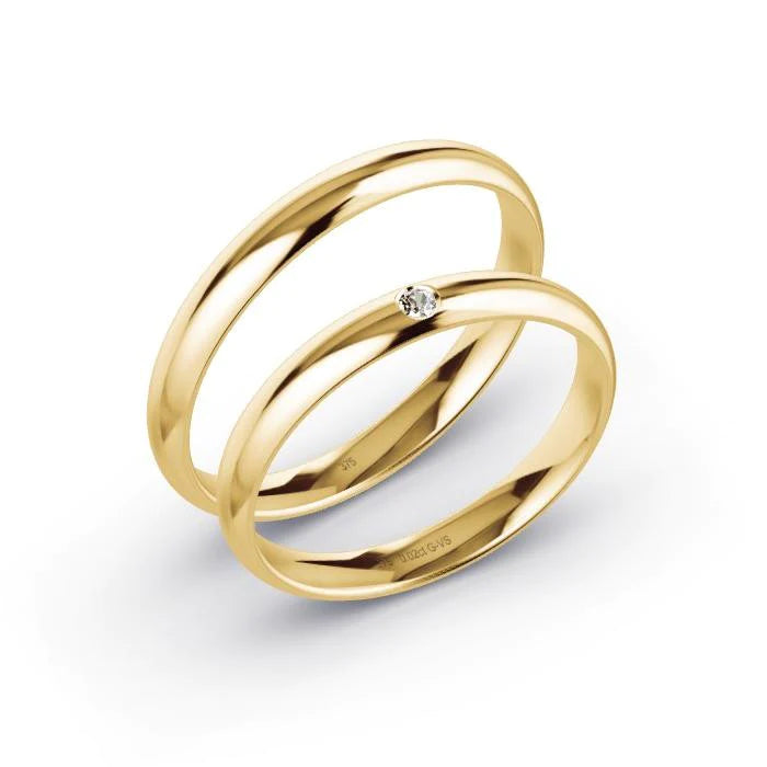 Par de Alianças de casamento noivado ouro 18k diamantes 3mm Clara