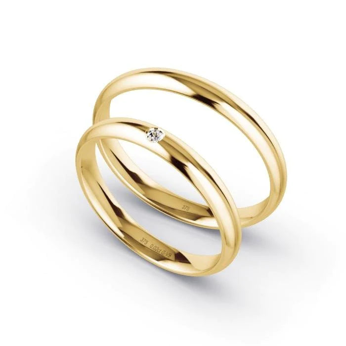 Par de Alianças de casamento noivado ouro 18k diamantes 3mm Clara