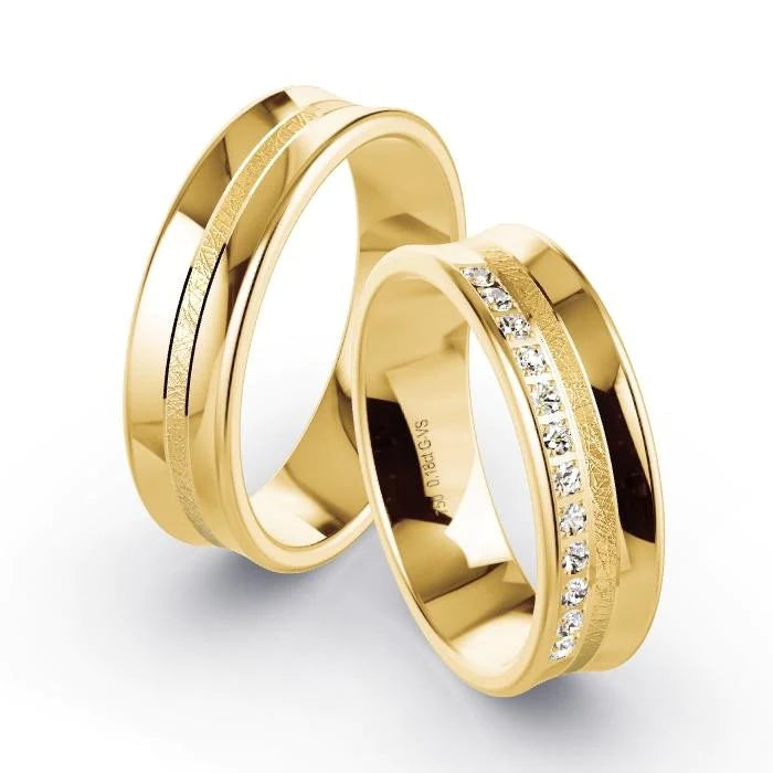 Par de Alianças de casamento noivado ouro 18k diamantes 6mm novar