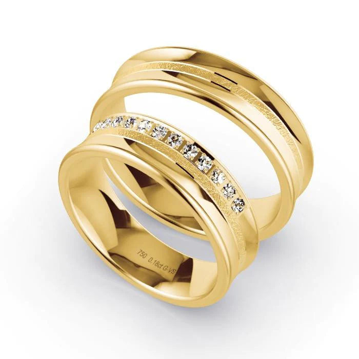 Par de Alianças de casamento noivado ouro 18k diamantes 6mm novar