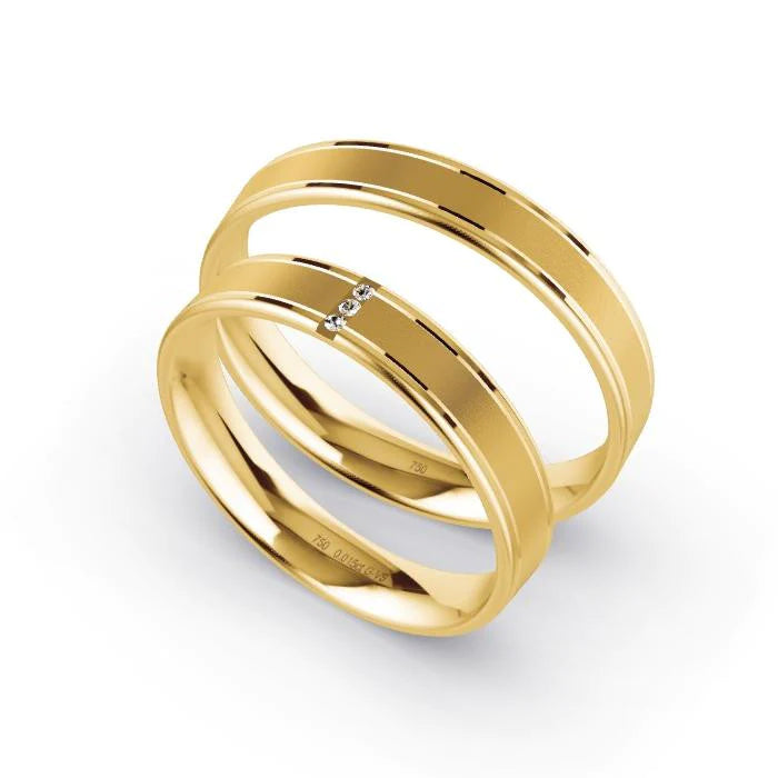 Par de Alianças de casamento noivado ouro 18k diamantes 4mm nina