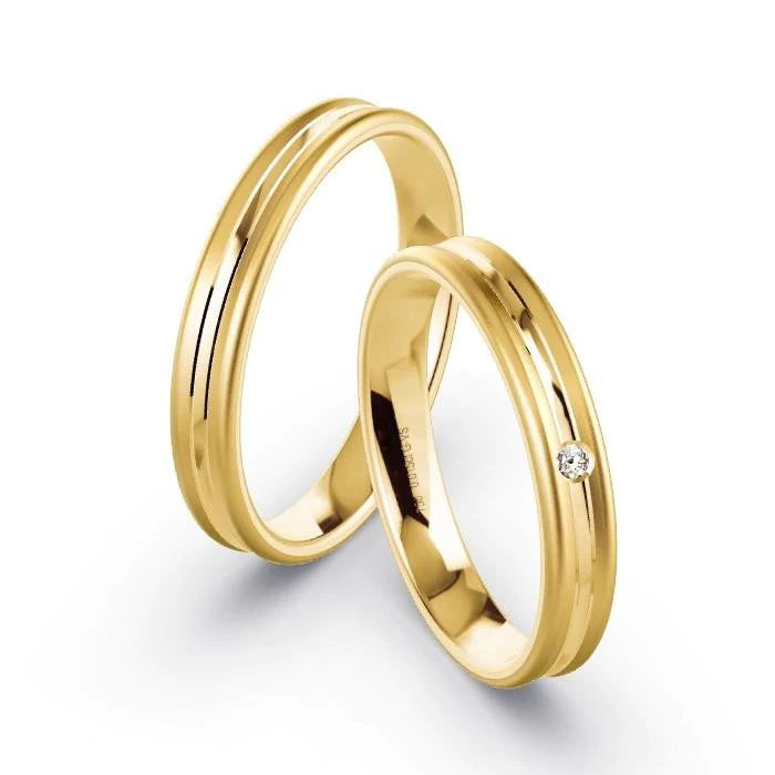 Par de Alianças de casamento noivado ouro 18k diamantes 3,5mm Alice