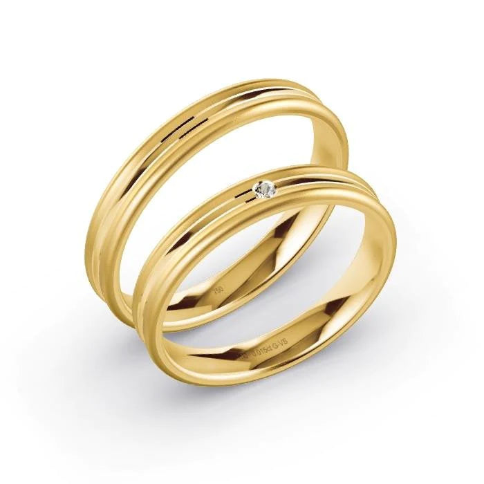 Par de Alianças de casamento noivado ouro 18k diamantes 3,5mm Alice