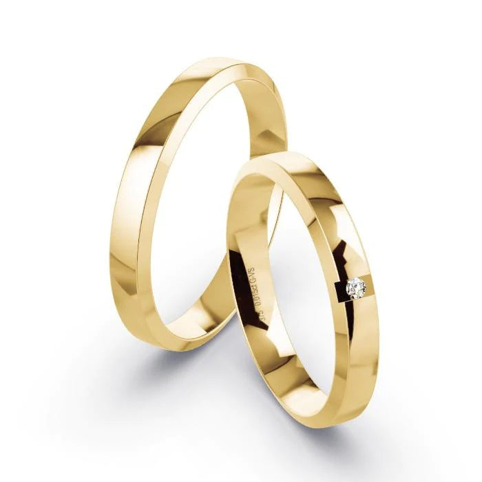 Alianças de casamento noivado ouro 18k diamantes 3,5mm Mary