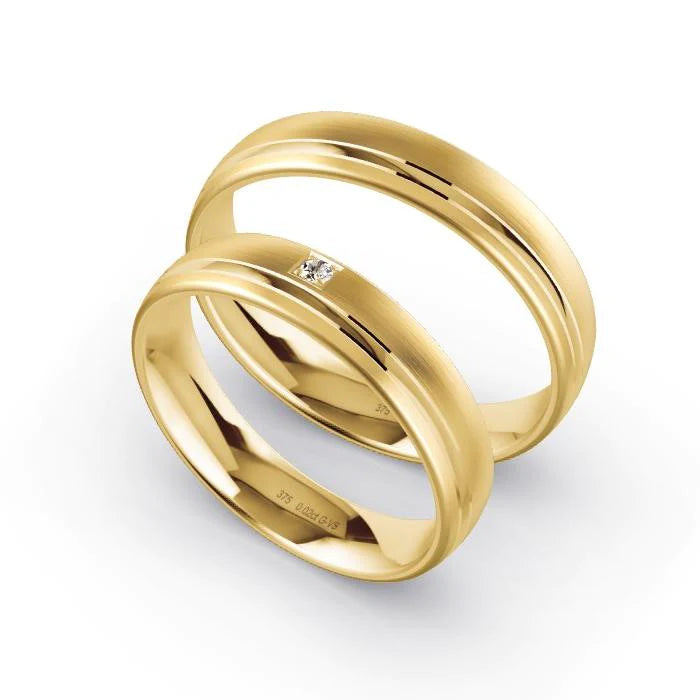 Par de Alianças de casamento noivado ouro 18k diamantes 4mm Sindi