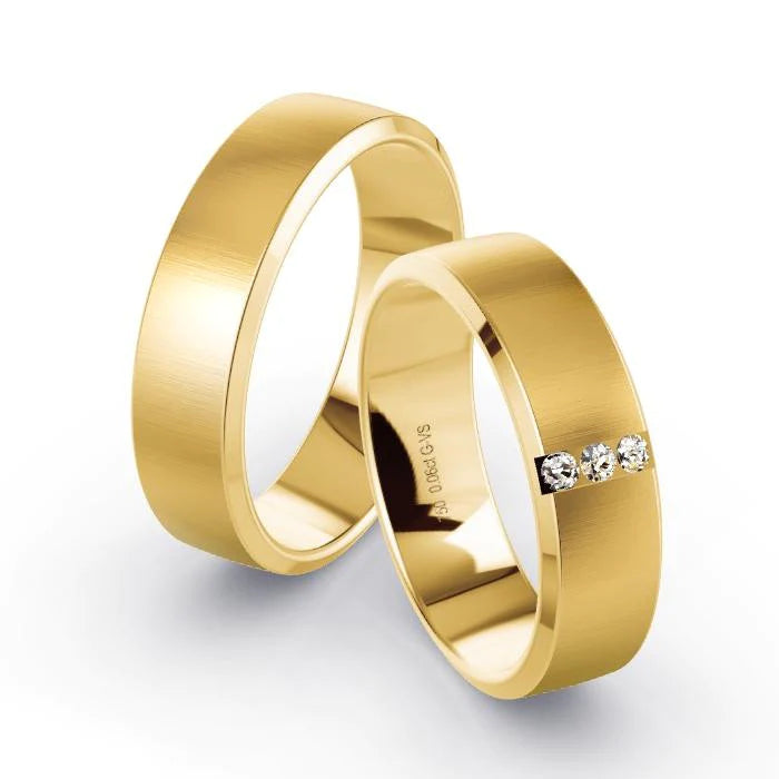 Par de Alianças de casamento noivado ouro 18k diamantes 6mm Luar