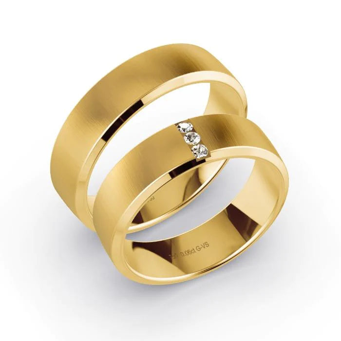 Par de Alianças de casamento noivado ouro 18k diamantes 6mm Luar