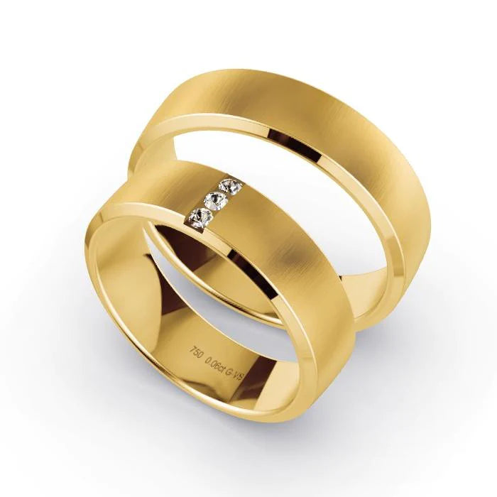 Par de Alianças de casamento noivado ouro 18k diamantes 6mm Luar
