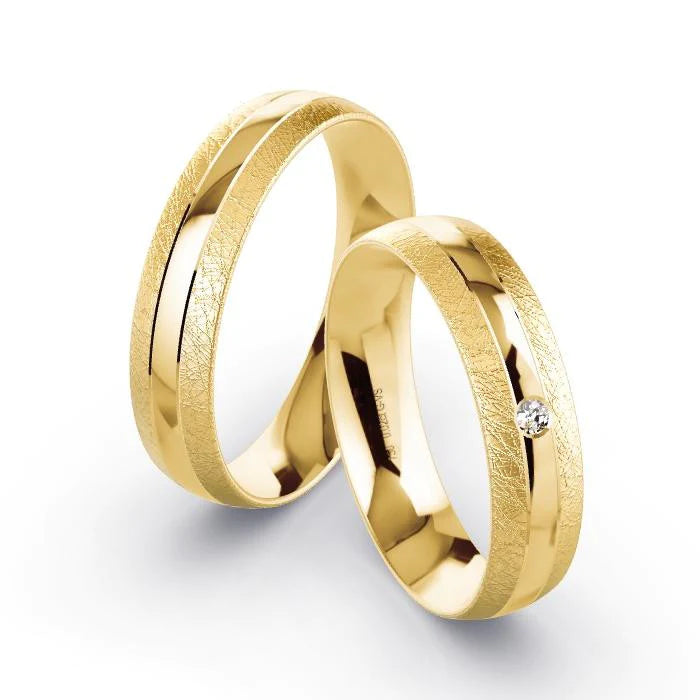 Par de Alianças de casamento noivado ouro 18k diamantes 5mm naty