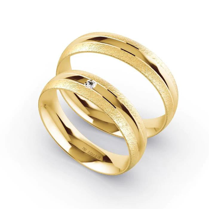 Par de Alianças de casamento noivado ouro 18k diamantes 5mm naty