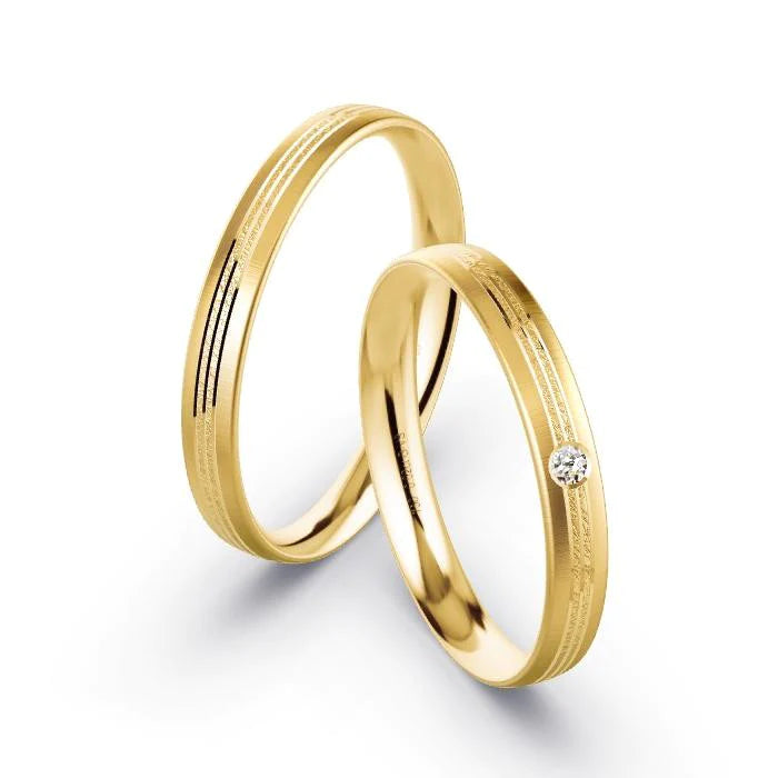 Par de Alianças de casamento noivado ouro 18k diamantes 2,5mm Bela