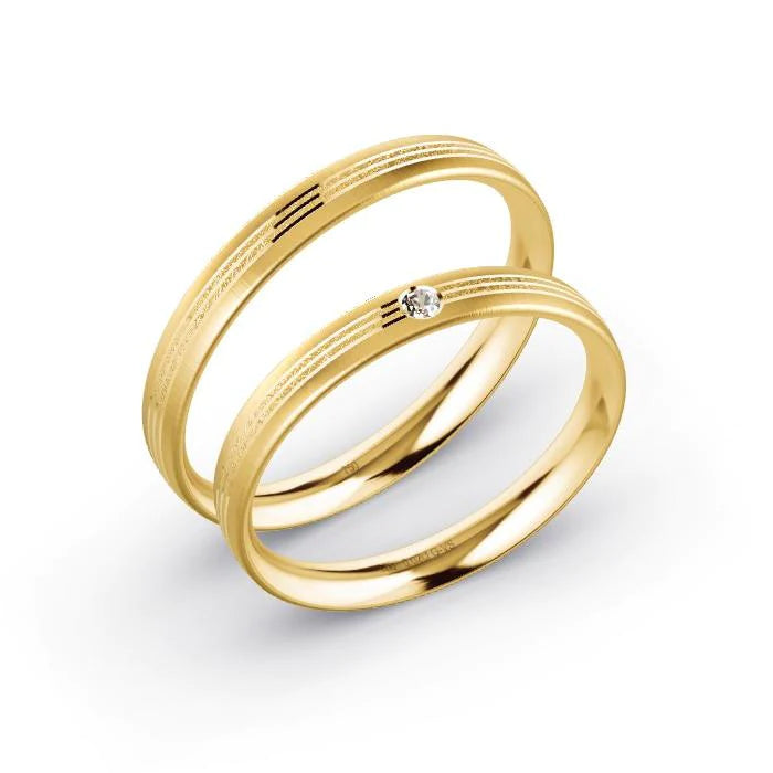 Par de Alianças de casamento noivado ouro 18k diamantes 2,5mm Bela
