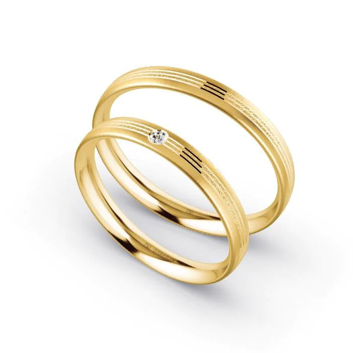 Par de Alianças de casamento noivado ouro 18k diamantes 2,5mm Bela