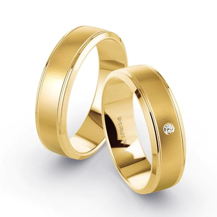 Par de Alianças de casamento noivado ouro 18k diamantes 6mm Liz