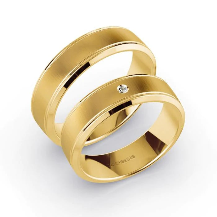 Par de Alianças de casamento noivado ouro 18k diamantes 6mm Liz