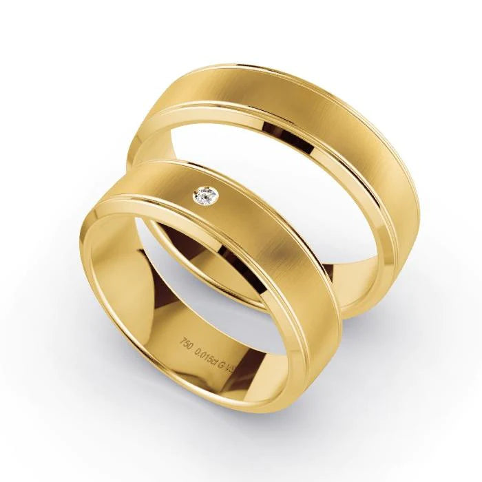 Par de Alianças de casamento noivado ouro 18k diamantes 6mm Liz