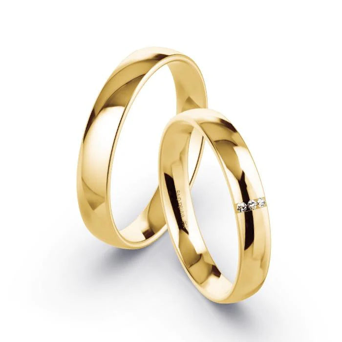 Par de Alianças de casamento noivado ouro 18k diamantes Lua