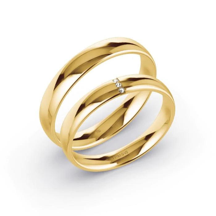 Par de Alianças de casamento noivado ouro 18k diamantes Lua