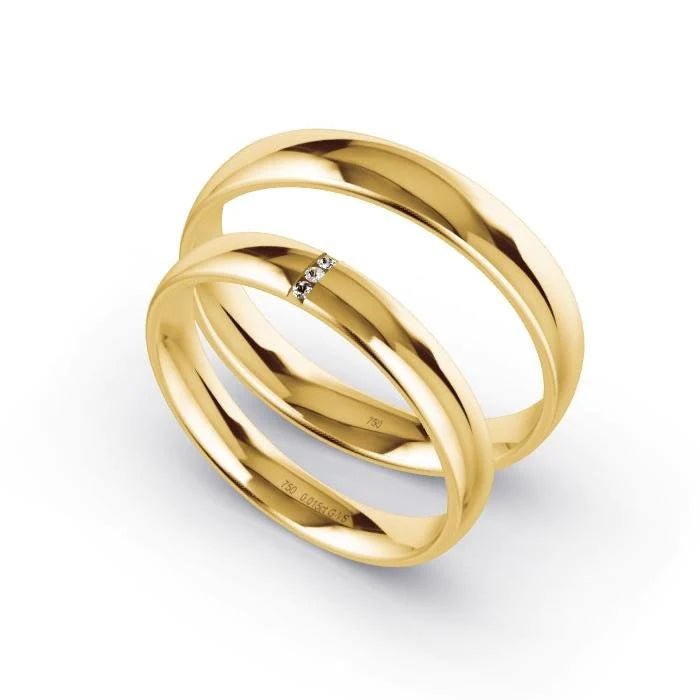Par de Alianças de casamento noivado ouro 18k diamantes Lua