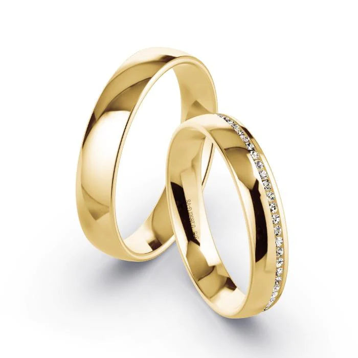 Alianças de casamento noivado ouro 18k diamantes 4mm Lia