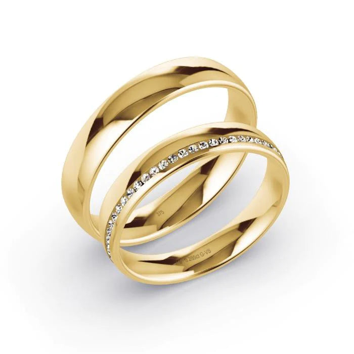Alianças de casamento noivado ouro 18k diamantes 4mm Lia