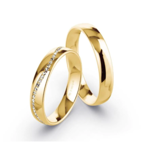 Alianças de casamento noivado ouro 18k diamantes 4mm lara