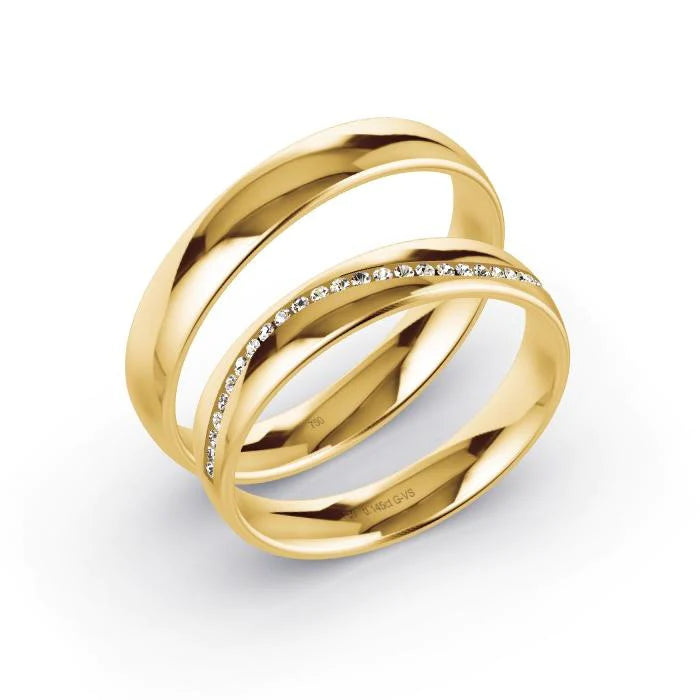 Alianças de casamento noivado ouro 18k diamantes 4mm lara