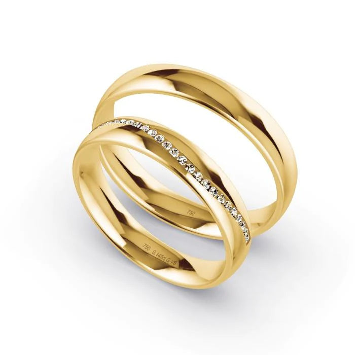 Alianças de casamento noivado ouro 18k diamantes 4mm lara