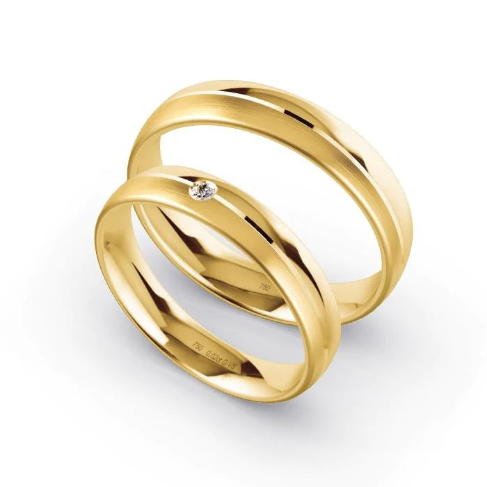 Par de Alianças de casamento noivado ouro 18k diamantes 4mm Marina