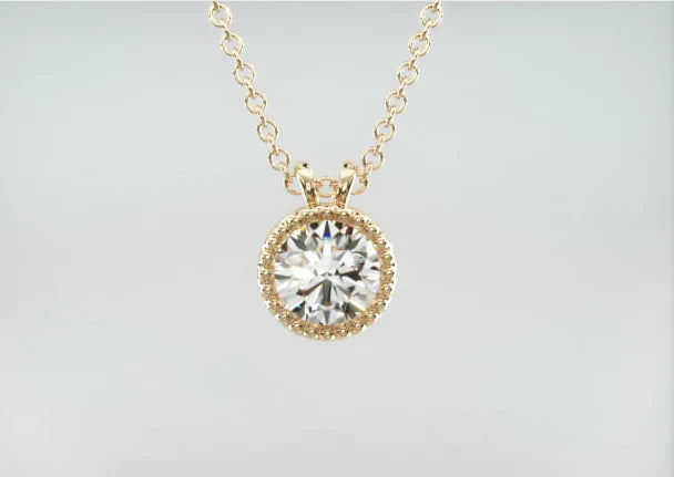 Colar Feminina Corrente em Ouro18k Solitario Diamante Luxo Moldura 25 pontos
