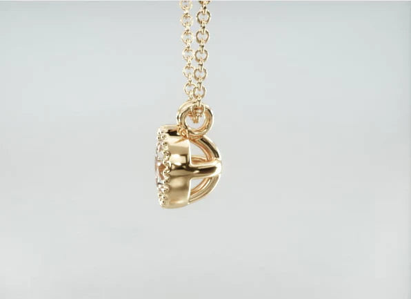 Colar Feminina Corrente em Ouro18k Solitario Diamante Luxo Moldura 25 pontos