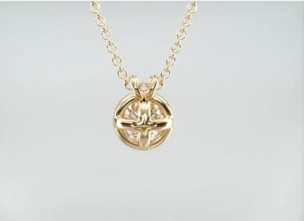 Colar Feminina Corrente em Ouro18k Solitario Diamante Luxo Moldura 25 pontos