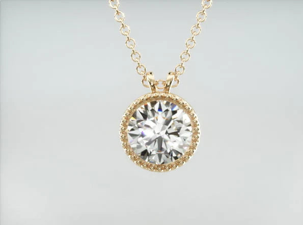 Colar Corrente Feminina Ouro18k Solitario Diamante Luxo Moldura 50pontos