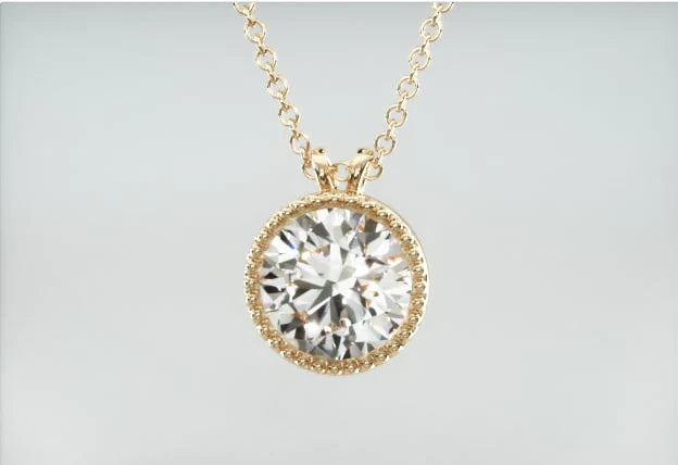Colar Corrente Feminina Ouro18k Solitario Diamante Luxo Moldura 70 pontos