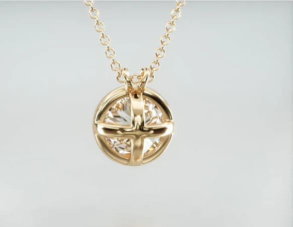 Colar Corrente Feminina Ouro18k Solitario Diamante Luxo Moldura 70 pontos
