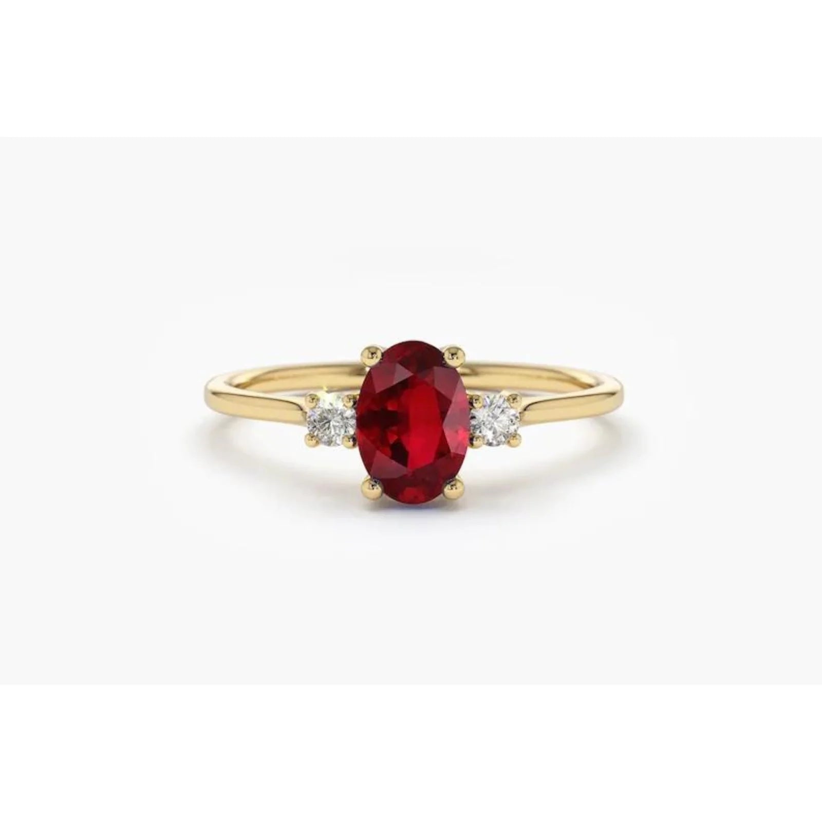 Anel De Noivado em Ouro 18k c/ Rubi e Diamantes Brilhantes