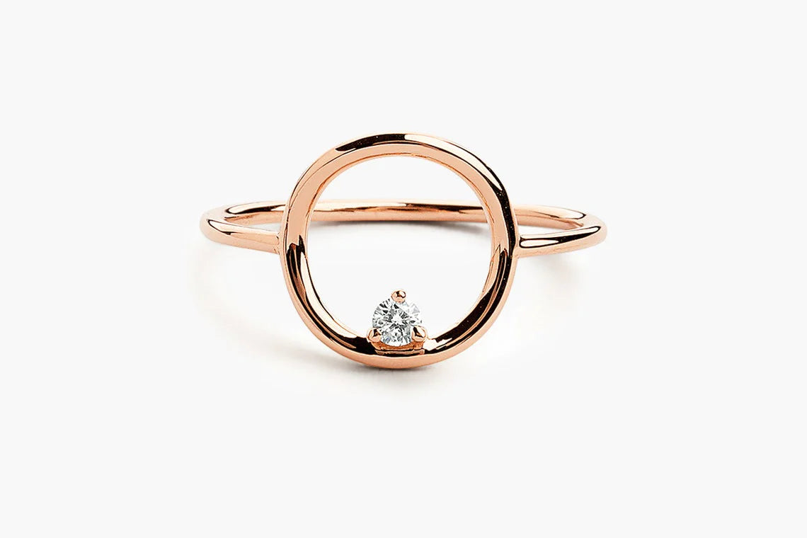 Anel circle De Diamante em Ouro 18k De Luxo