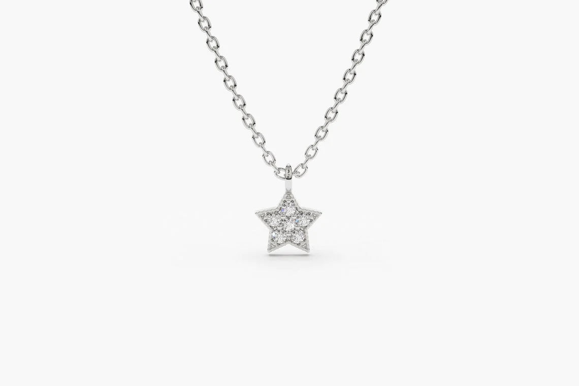 Corrente de ouro 18k feminina mini estrela Diamantes