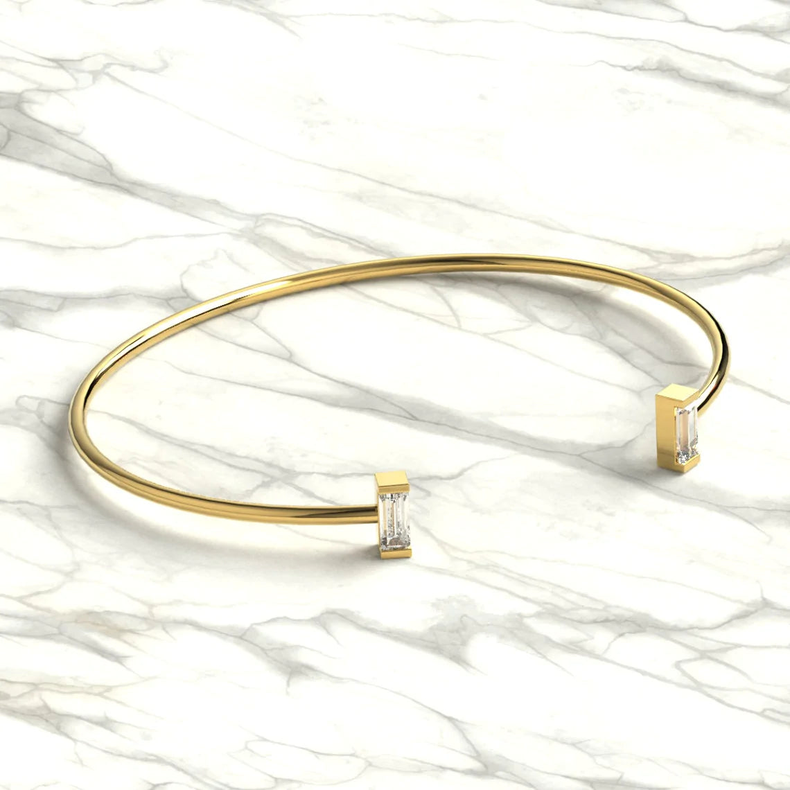Pulseira Feminina de ouro 18k Bracelete diamantes baguete