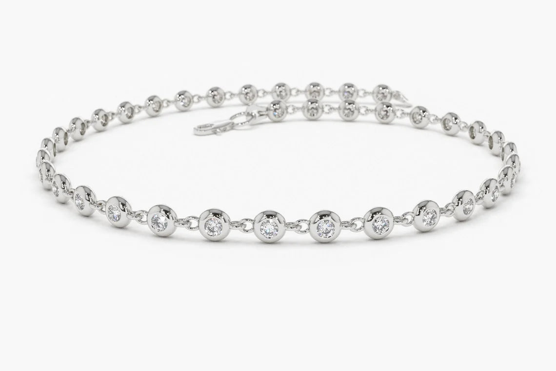 Pulseira Riviera Feminina de Ouro 18k chuveiro Diamantes