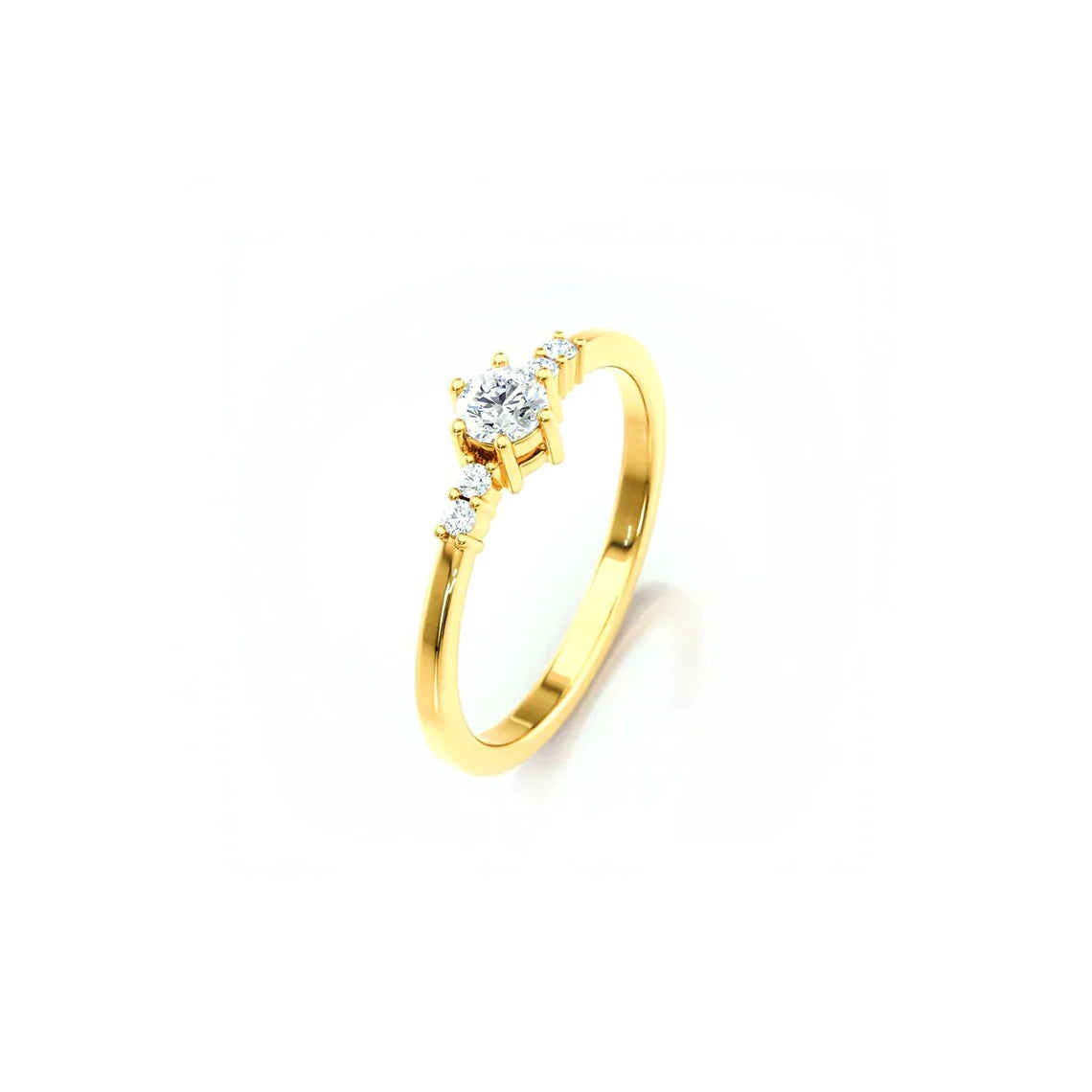 Anel de Noivado Solitario De Diamante Ouro 18k