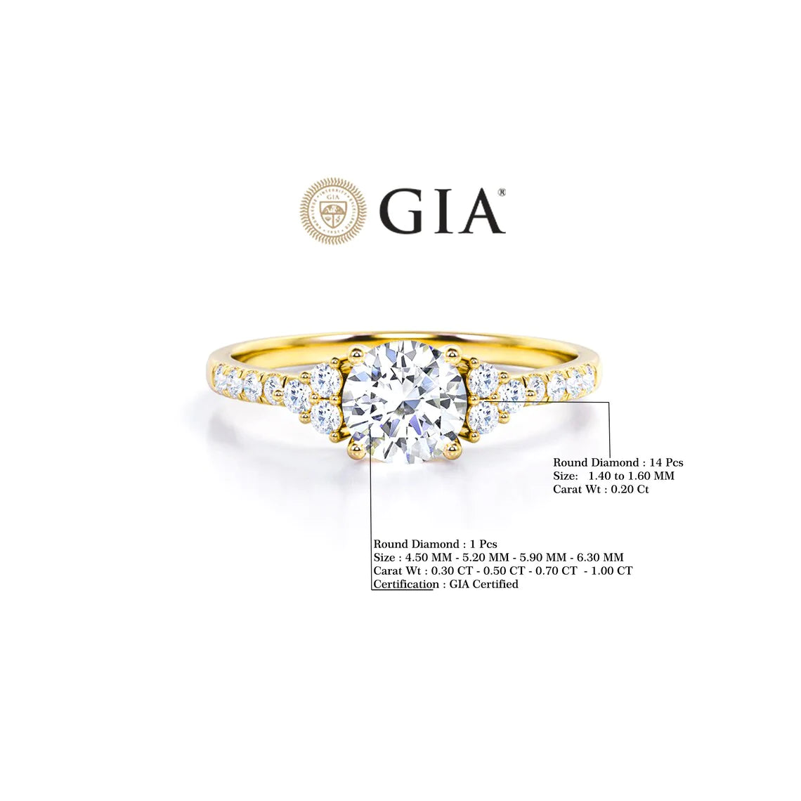 Anel Halo De Ouro Amarelo 18k e Diamantes Brilhantes 30pts